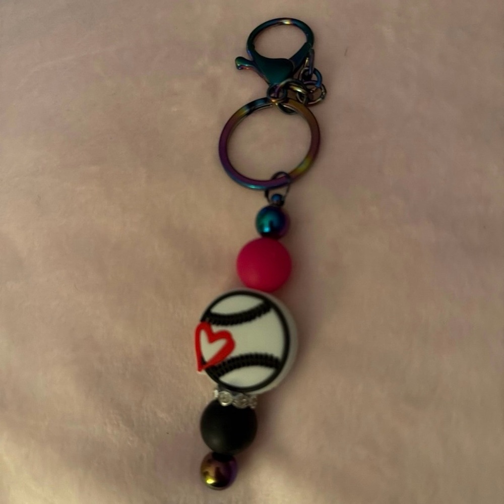 Multicolor Baseball Charm Keychain